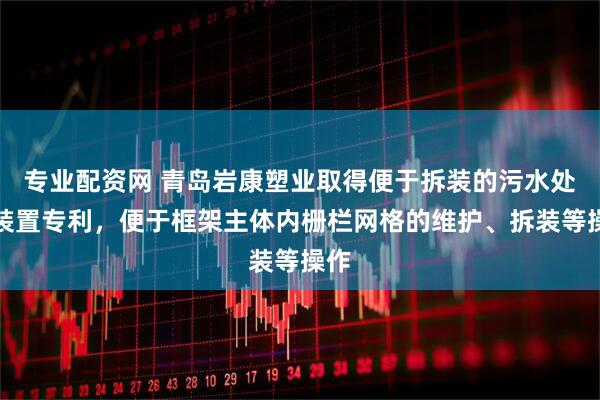专业配资网 青岛岩康塑业取得便于拆装的污水处理装置专利，便于框架主体内栅栏网格的维护、拆装等操作